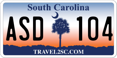 SC license plate ASD104