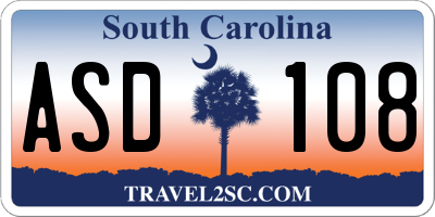 SC license plate ASD108