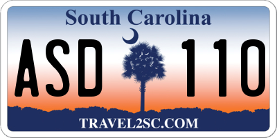 SC license plate ASD110