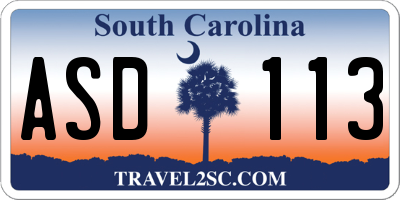 SC license plate ASD113