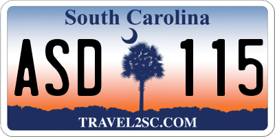 SC license plate ASD115