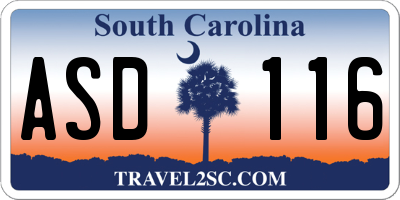 SC license plate ASD116