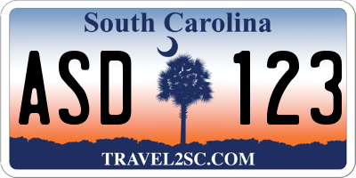 SC license plate ASD123
