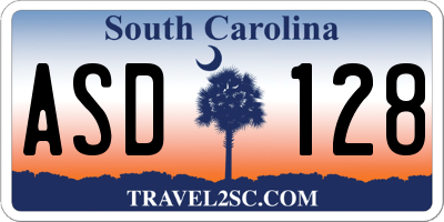 SC license plate ASD128