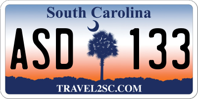 SC license plate ASD133