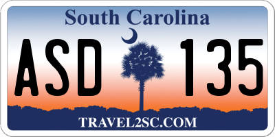 SC license plate ASD135