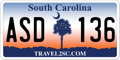SC license plate ASD136