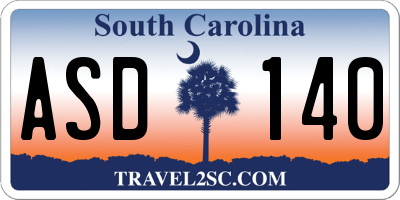 SC license plate ASD140