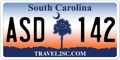 SC license plate ASD142