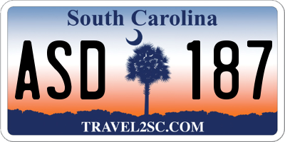 SC license plate ASD187