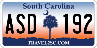 SC license plate ASD192