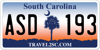 SC license plate ASD193