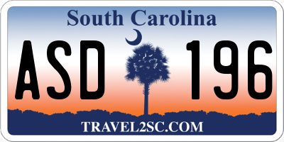 SC license plate ASD196