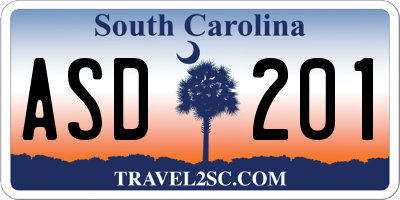 SC license plate ASD201