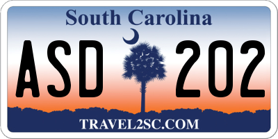SC license plate ASD202