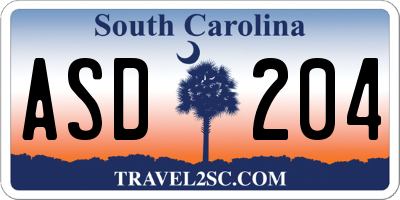SC license plate ASD204