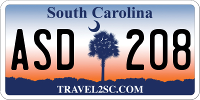 SC license plate ASD208