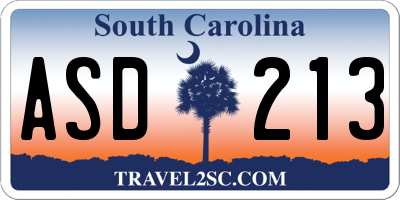 SC license plate ASD213