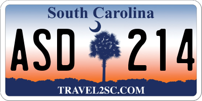 SC license plate ASD214