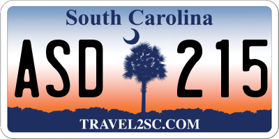 SC license plate ASD215