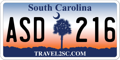 SC license plate ASD216