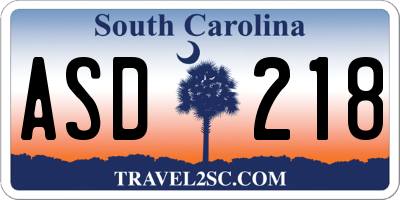 SC license plate ASD218