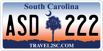 SC license plate ASD222