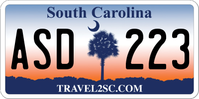 SC license plate ASD223