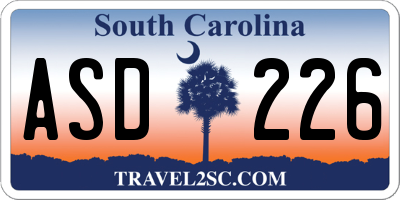SC license plate ASD226