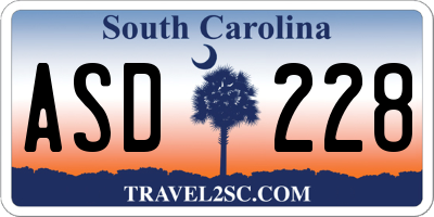 SC license plate ASD228