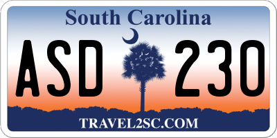 SC license plate ASD230