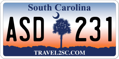 SC license plate ASD231