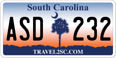 SC license plate ASD232