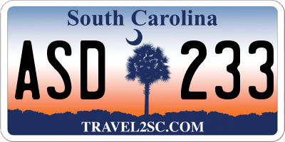 SC license plate ASD233