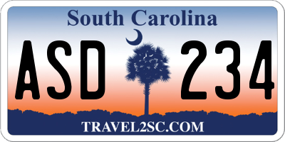 SC license plate ASD234