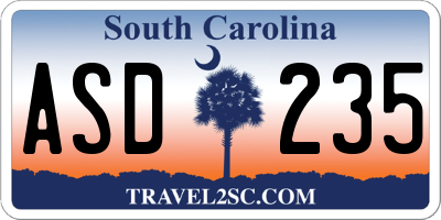 SC license plate ASD235