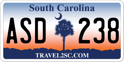 SC license plate ASD238