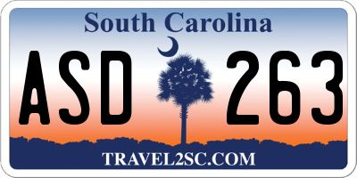 SC license plate ASD263