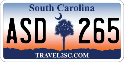 SC license plate ASD265