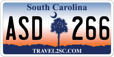 SC license plate ASD266