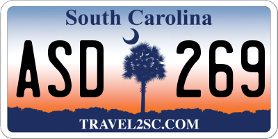 SC license plate ASD269