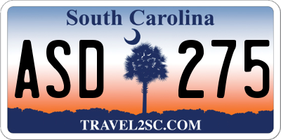 SC license plate ASD275