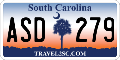 SC license plate ASD279