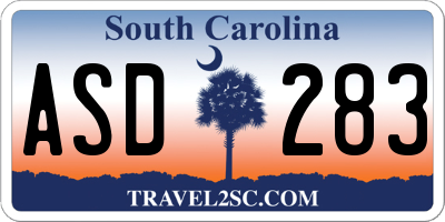 SC license plate ASD283