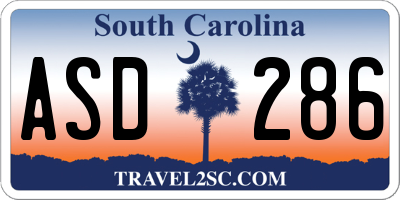 SC license plate ASD286