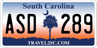 SC license plate ASD289