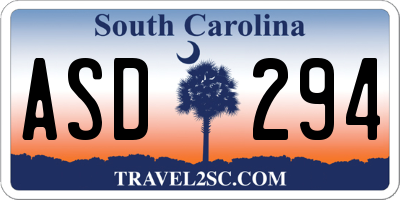 SC license plate ASD294