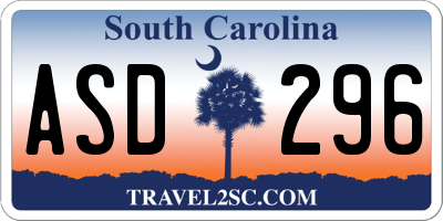 SC license plate ASD296