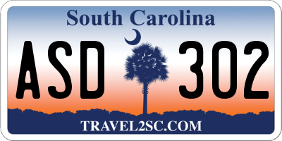 SC license plate ASD302