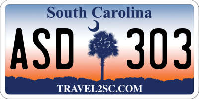 SC license plate ASD303